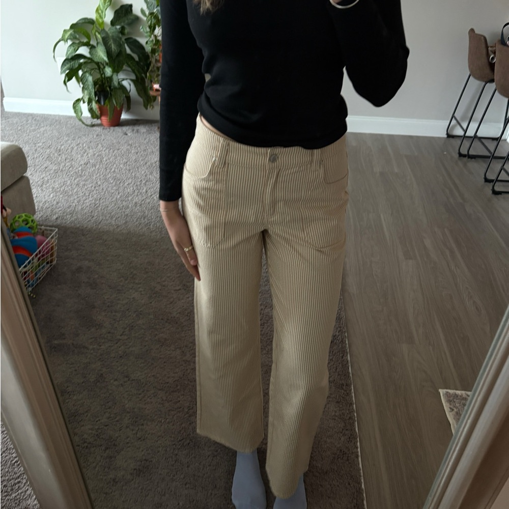 Elegant Cream Women's Wide Leg Pants